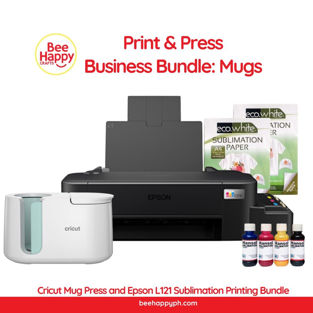 Print & Press Business Bundle Mugs Cricut Mug Press and Epson L121 Sublimation Printing