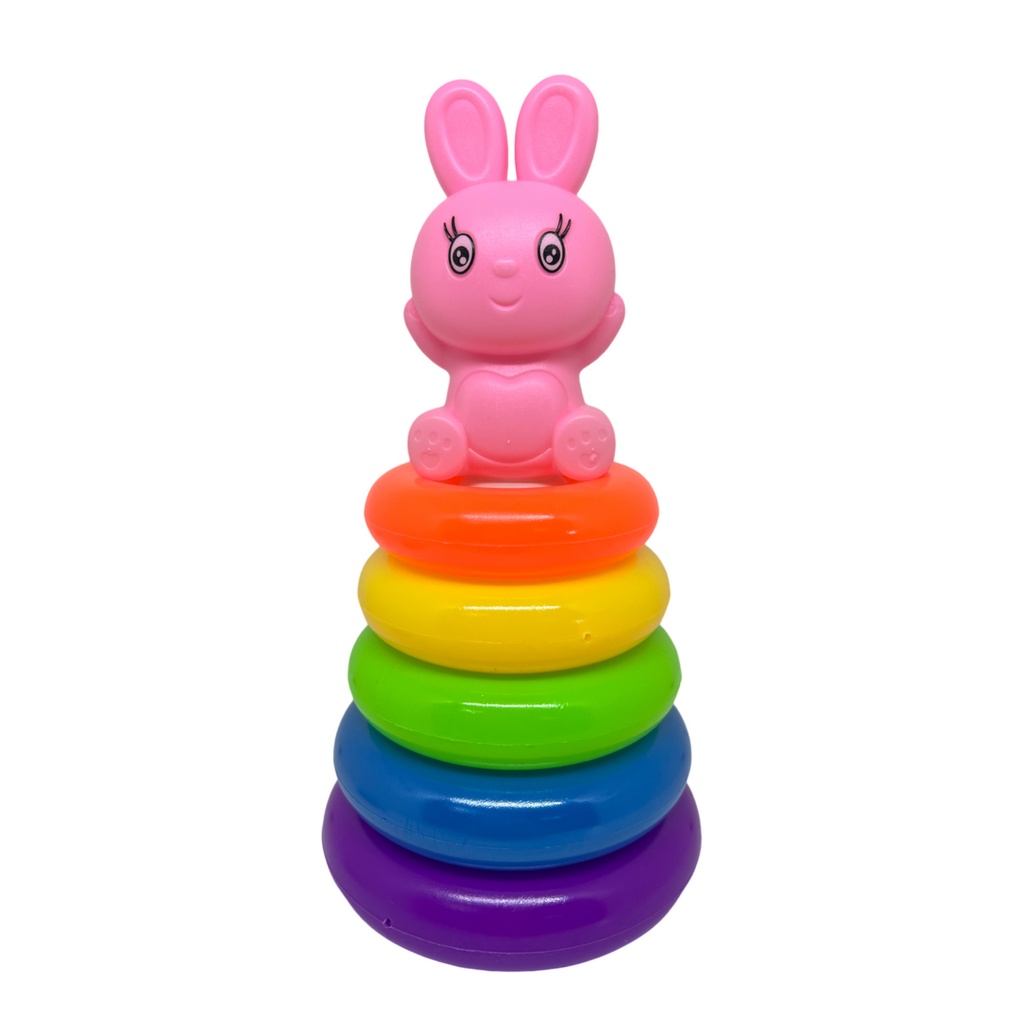 Rabbit Rainbow Tower Stacking Circle Fun Duck Ring Puzzle Game Pyramid ...