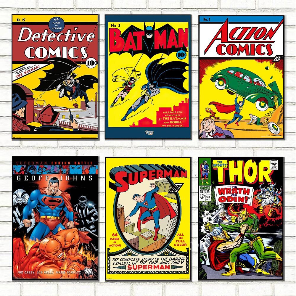 Superhero Comics Poster and Prints Retro Anime Canvas Painting Marvel ...