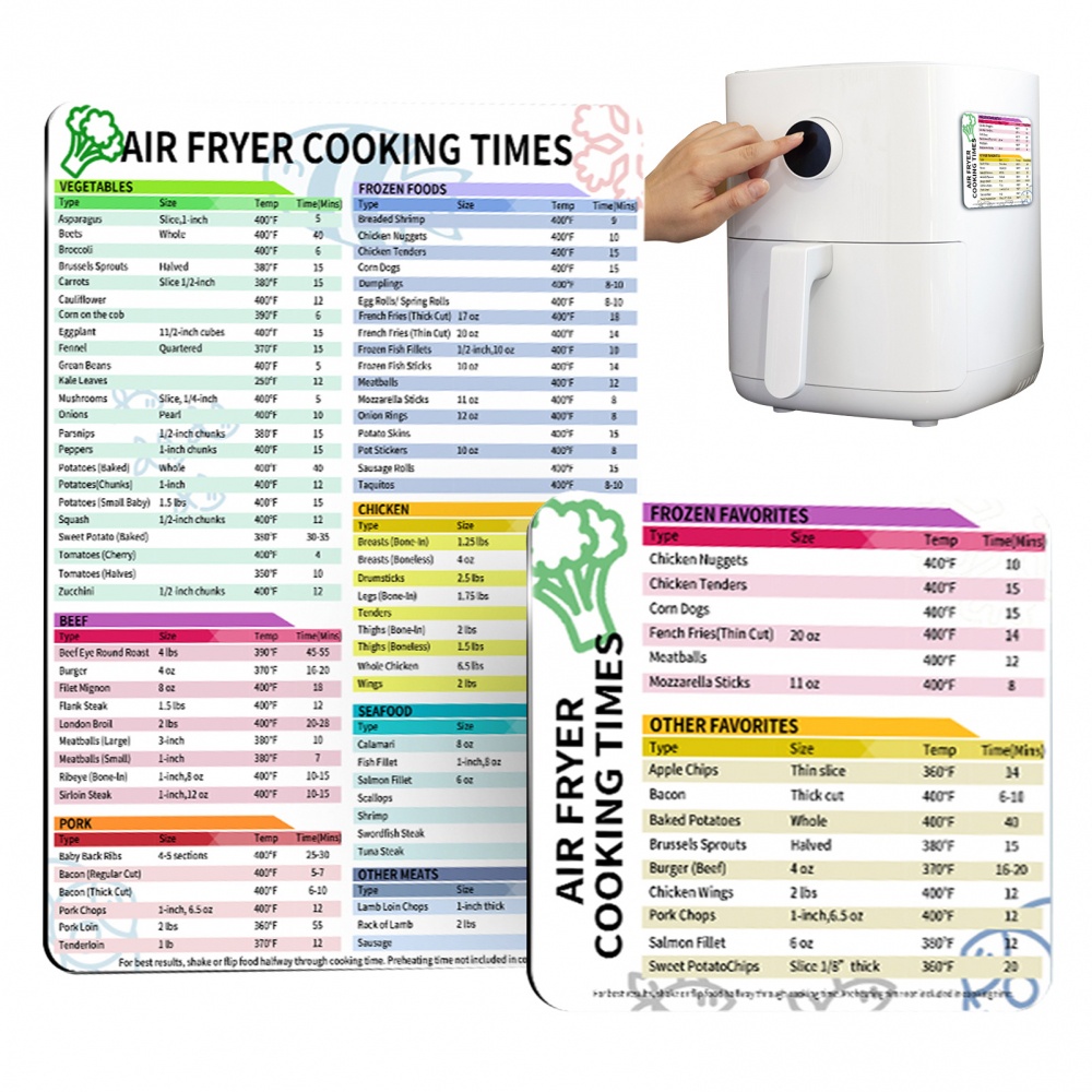 Pressure Cooker Time Reference Sticker Air Fryer Schedule