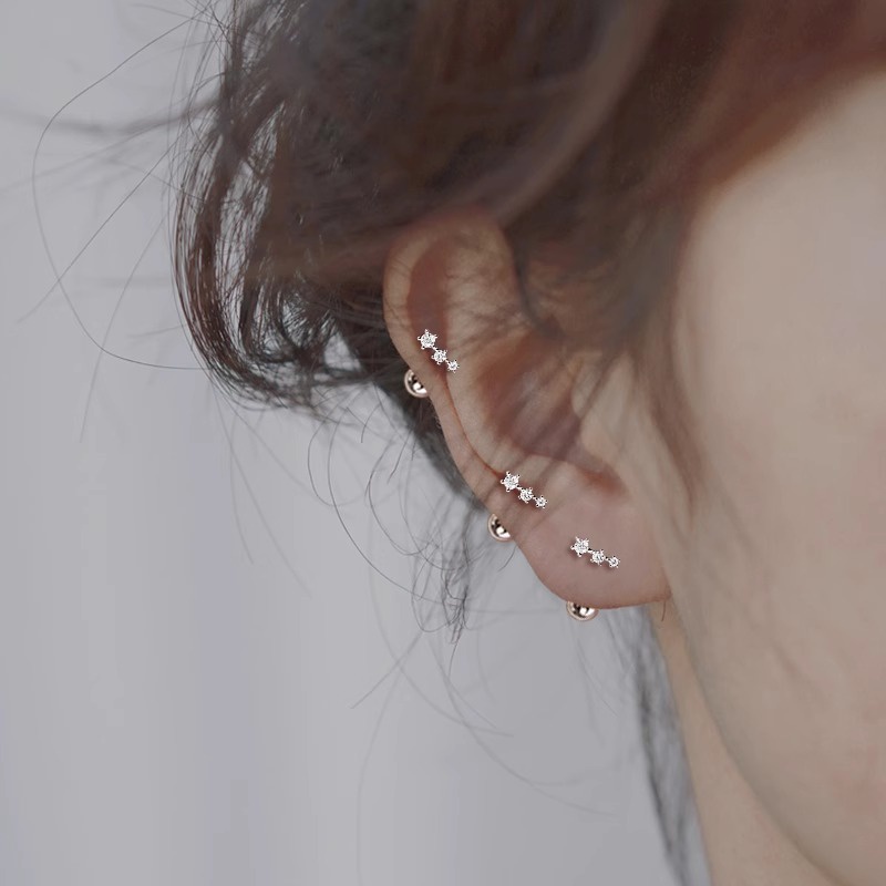 Roselife Gold/silver Threaded Ball Sparkling Rhinestone Star Stud ...