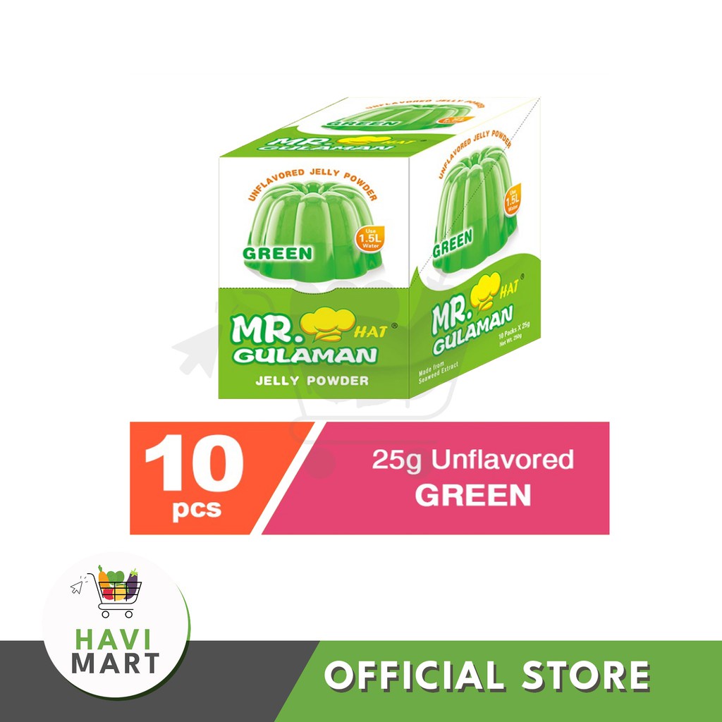 ♟Mr. Hat Gulaman Unflavored Green 10pcs x 25g | Shopee Philippines