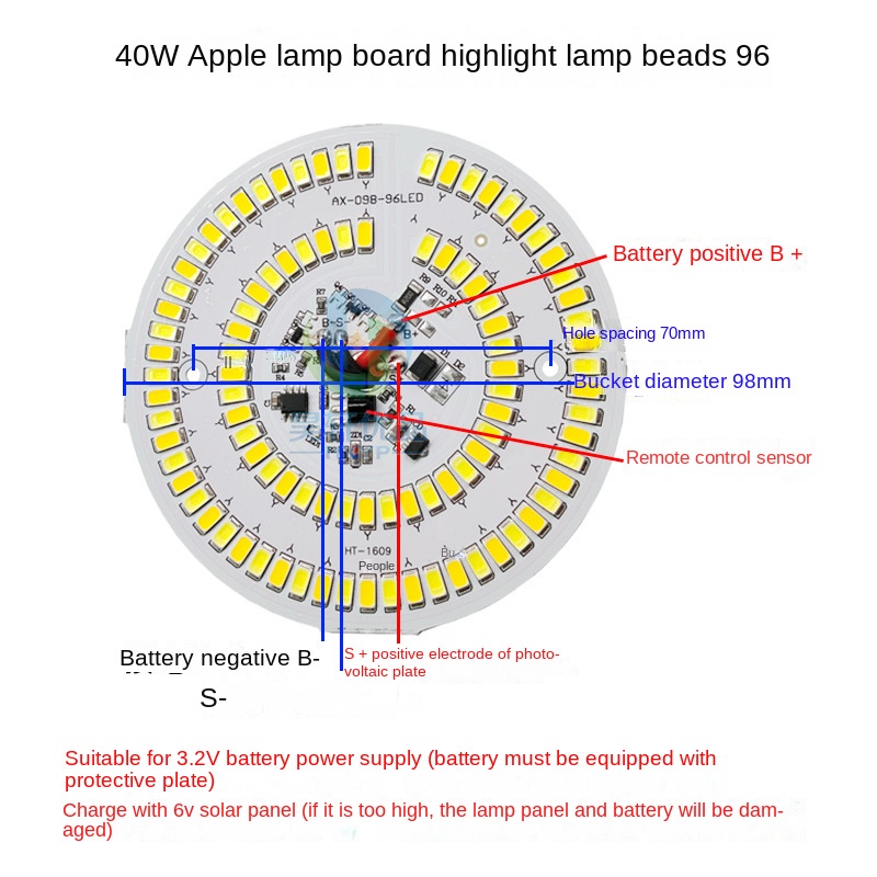 Solar lamp accessories Luminous panel 3.2V-6V integrated ceiling lamp ...