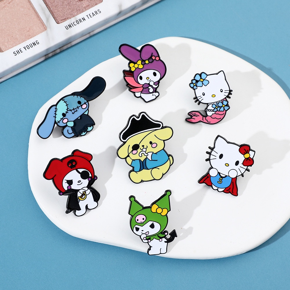 Anime Sanrio Cute Enamel Pin Hello Kittys And Kuromi Brooches Lapel