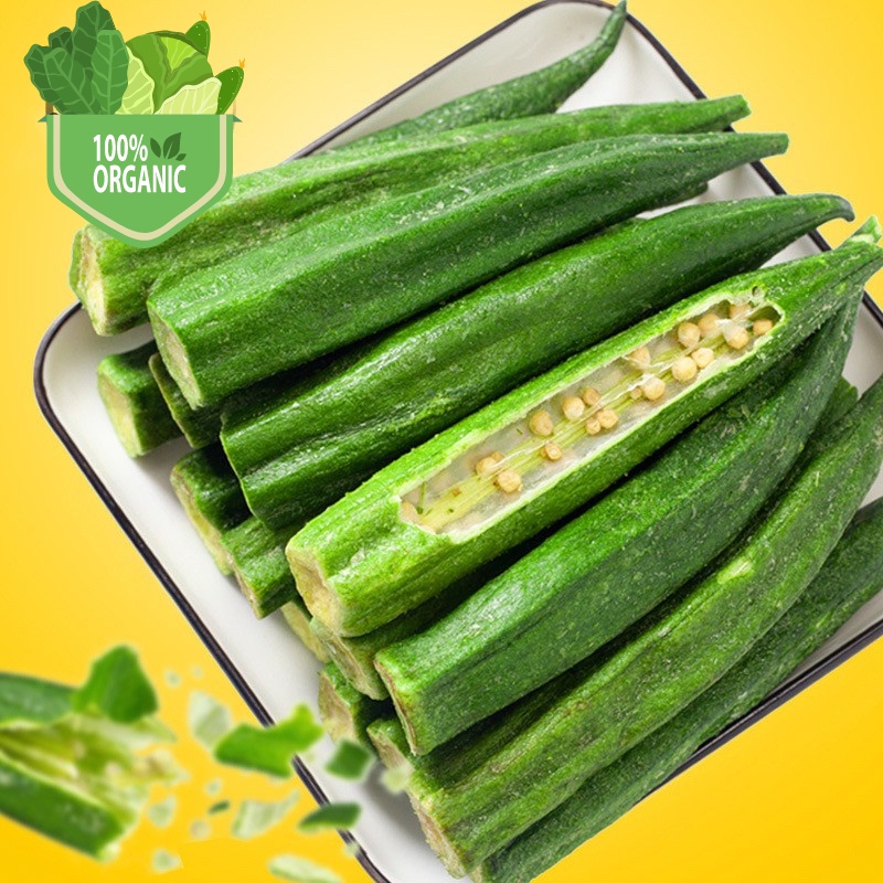GREEN Okra Crisps Dried Okra Unsalted Snacks Healthy Vegetable Snack