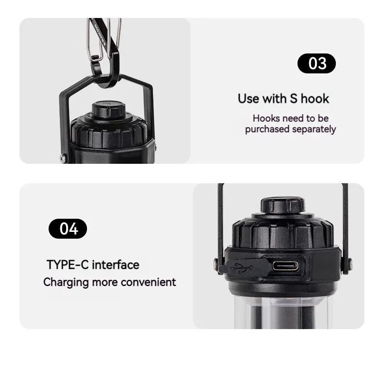 BLACKDOG STARFIRE Black Mini LED Lamp Outdoor Camping USB Charging ...