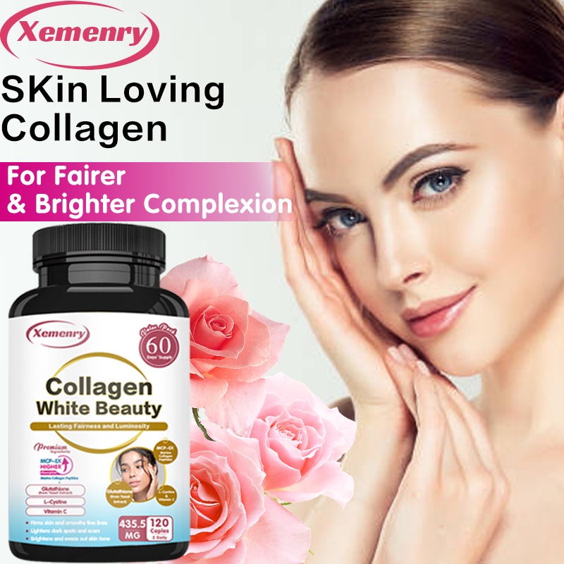 Collagen Capsules with Glutathione, L-tyrosine - Antioxidant, Skin ...