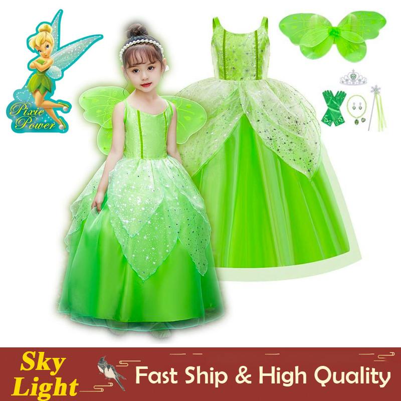 Tinkerbell Classic Girls Green Costume main image 1