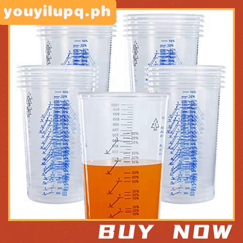 32 Oz (1000Ml) Disposable Flexible Clear Graduated Plastic Mixing Cups ...