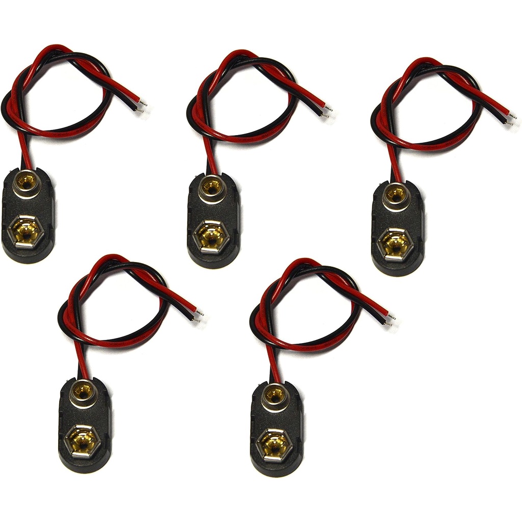 (Pack of 5) I-Type 9V Battery Connector, 9 Volt Battery Clip, 9V ...