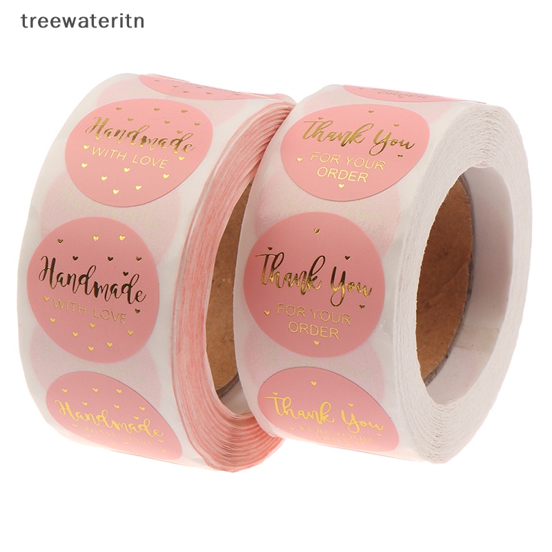 rn 500pcs Pink Thank You For Your Order Sticker Kraft Labels Sticker ...