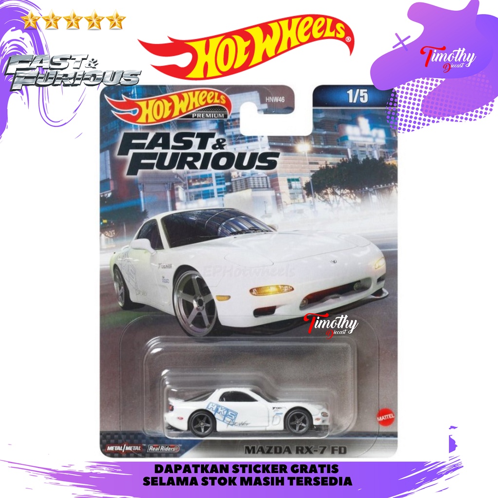 Hot Wheels Premium Mazda RX 7 FD HKS White Fast Furious Collector ...