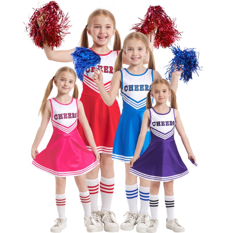 Kids Girls Cheerleading Uniform Costume School Girls Cheer Dance Outfit