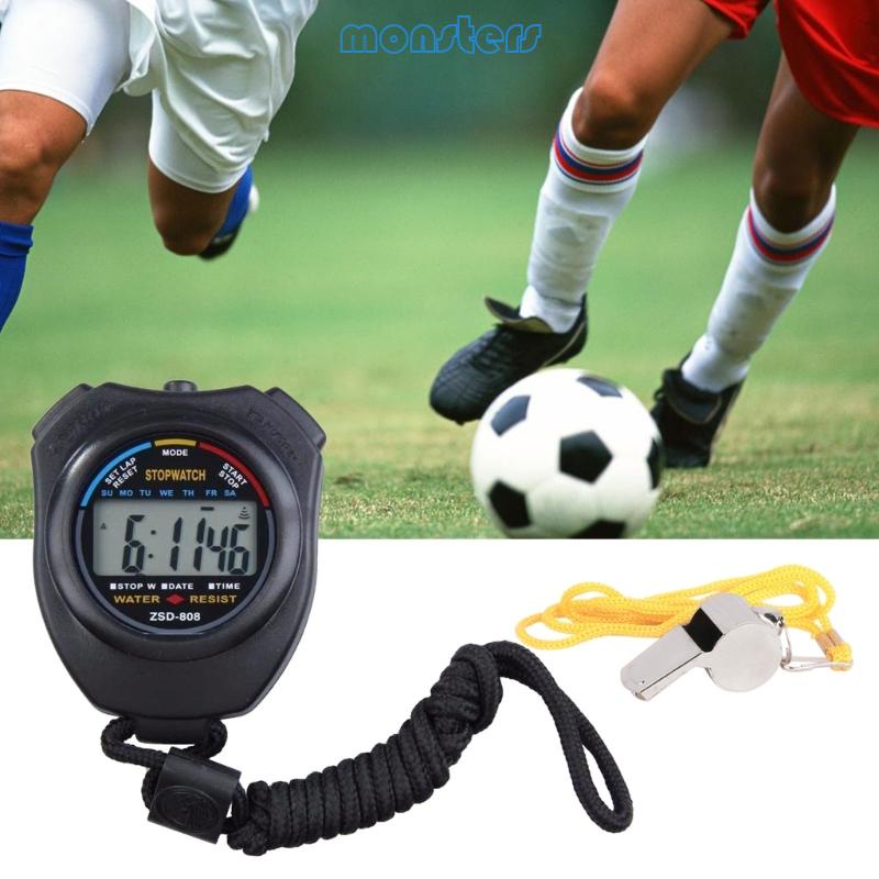 Mon Stopwatch Sport Timer Lap Split Digital Stopwatch with Clock