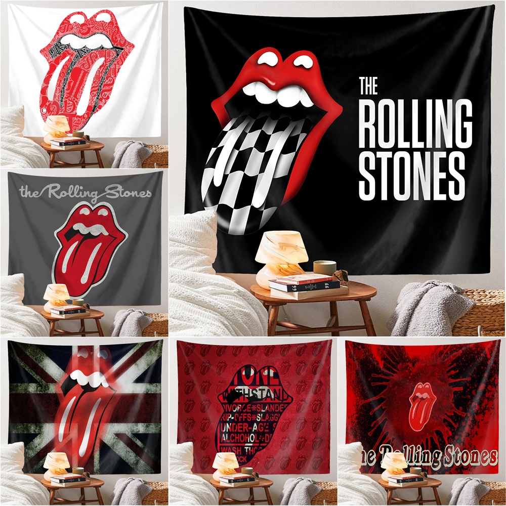 Rolling Stones Logo Wall Tapestry with Clips Polyester Tapestries