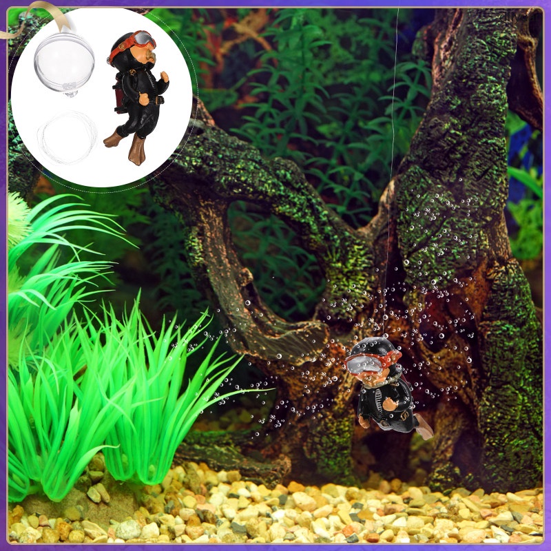 Cute Little Diver Fish Tank Floating Pendant Small Ornament Figurine