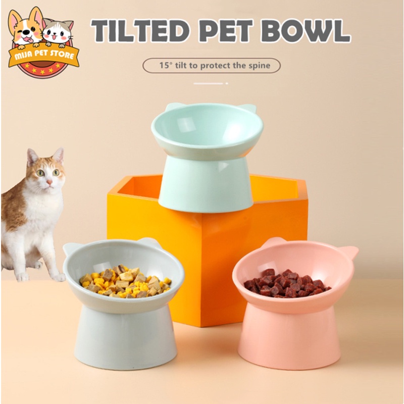 Pet Dog Bowl Raised Cat Bowls, Tilted Elevated Food or Water Bowls