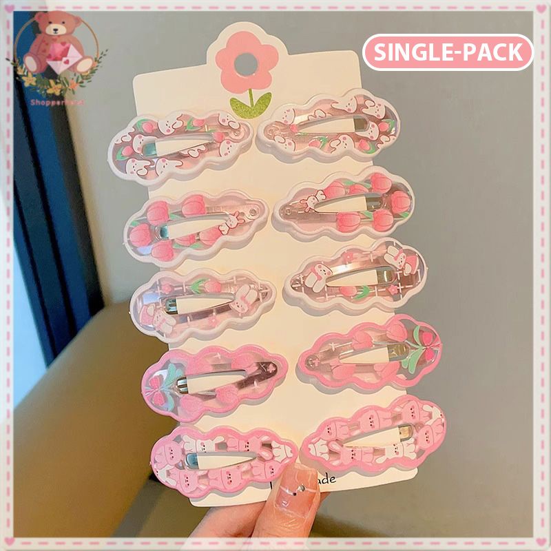 【SH】 Children Hair Clip Pink Cute Hair Clip Rabbit Wavy Bangs Clip