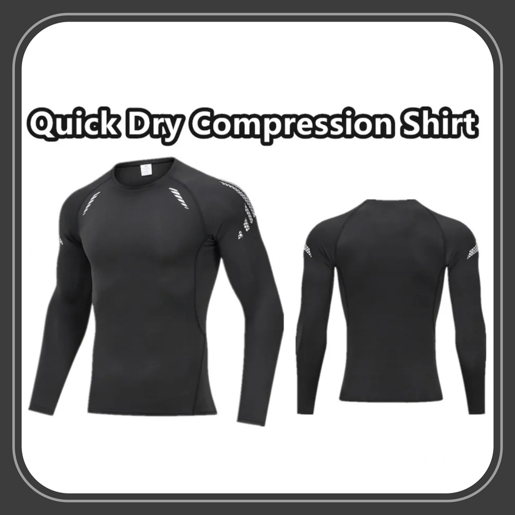 Men's Compression Shirts Long Sleeve Workout Dry Fit T Shirt Athletic  Baselayers Running Shirts for Men, Black