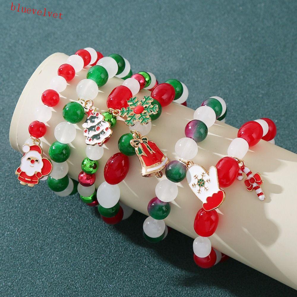 BLUEVELVET Candy Cane Xmas Bracelet, Kriss Kringle Snowflake Merry