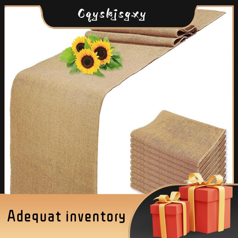 cqyskjsgxy 10 Piece Natural Burlap Tablecloth 12 X 72 Inch Rustic