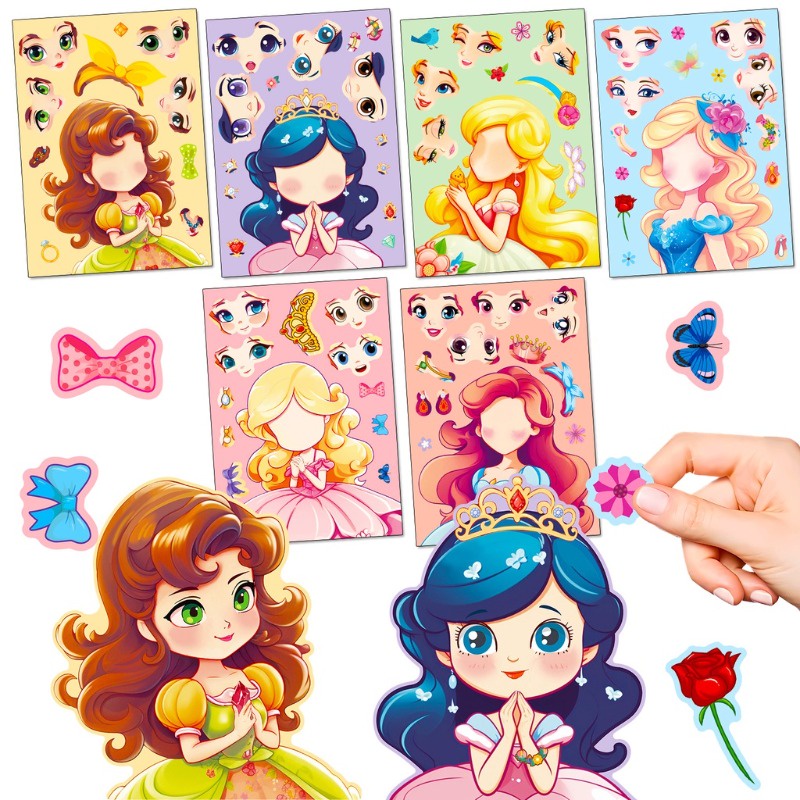 6 PCS DIY Girls Cute Princess Puzzle Stickers Girls Love Reward ...