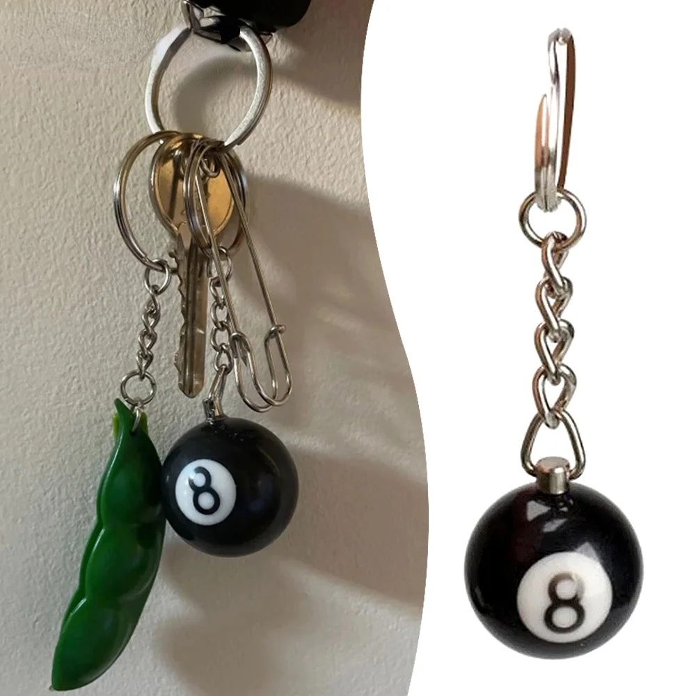 Table Ball Keychain - Black Resin No.8 Billiards - Lucky Number Eight ...