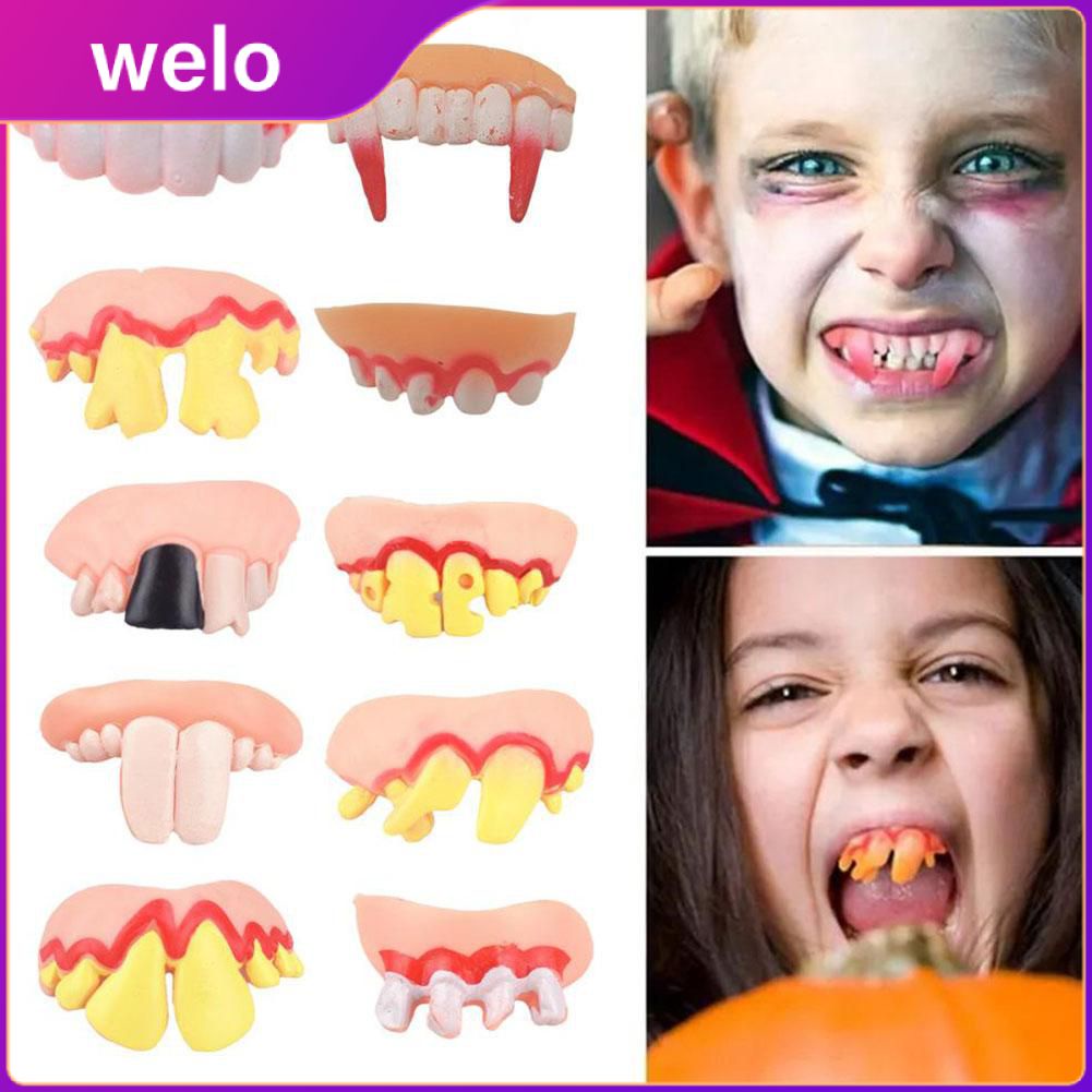 WELO Funny False Teeth Rubber Dentures Vampire Zombie Teeth Halloween Funny Toys Dentures