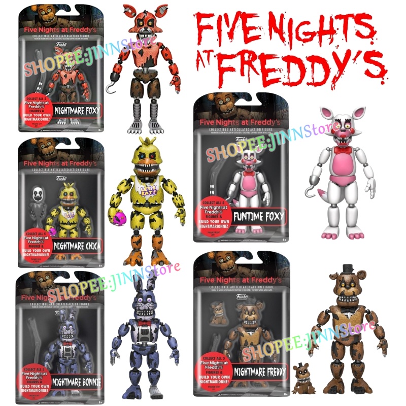 -JINN- FNAF Nightmare Series Action Figure NIGHTMARE BONNIE FOXY CHICA  FREDDY Articulated Figures Collectible Model Toy Christmas Gift