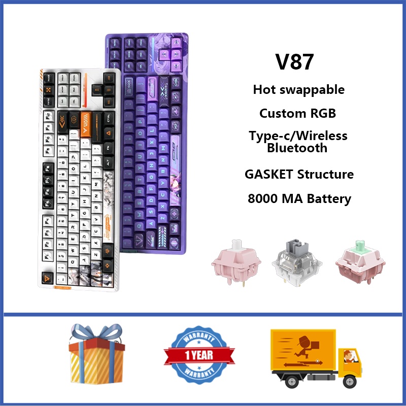 VGN V87 Wireless Mechanical Keyboard GASKET Structure RGB Hot swappable ...