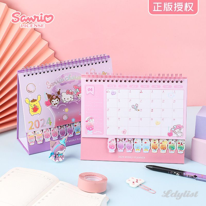 2024 Sanrio Family Desk Calendar Cute Kuromi My Melody Hello Kitty