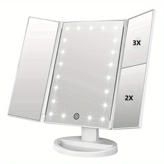 Fancii Makeup Mirror with Natural LED Lights Lighted Trifold Vanity Mirror with 5X 7X Magnifications - 40 Dimmable Ligh