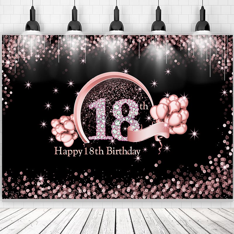 Happy 18th Birthday Backdrop For Photography Adult Girls Ceremony Pink