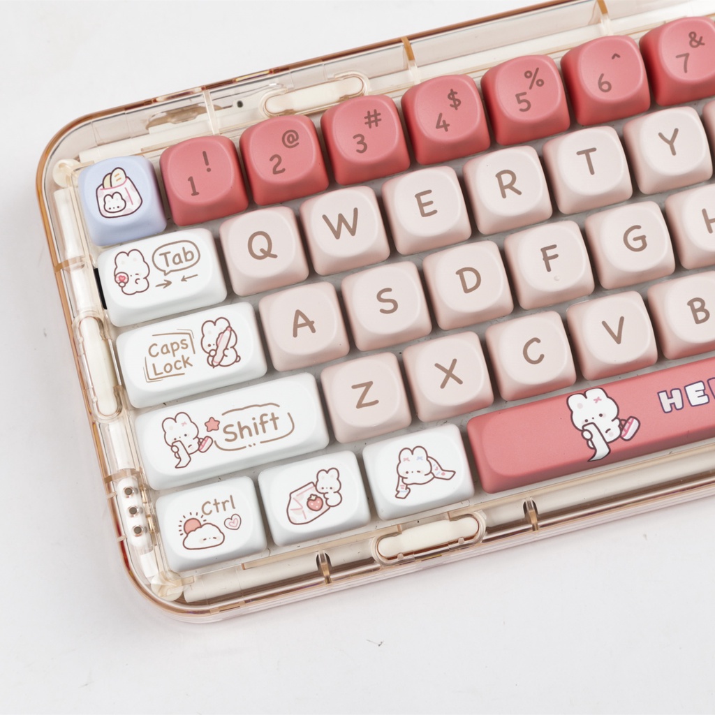 Shopping Rabbit Keycap SOA Profile 143 Keys PBT Sublimation Cute Pink