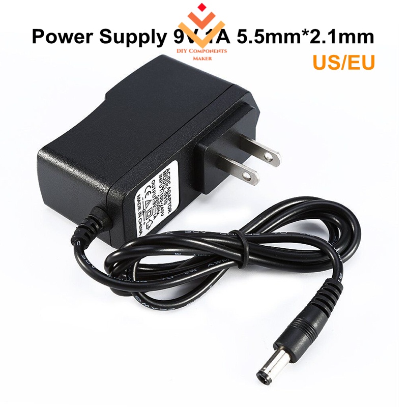 Power Supply Adapter Converter DC 9V 1A US EU Plug AC 5.5mm x 2.1mm for ...