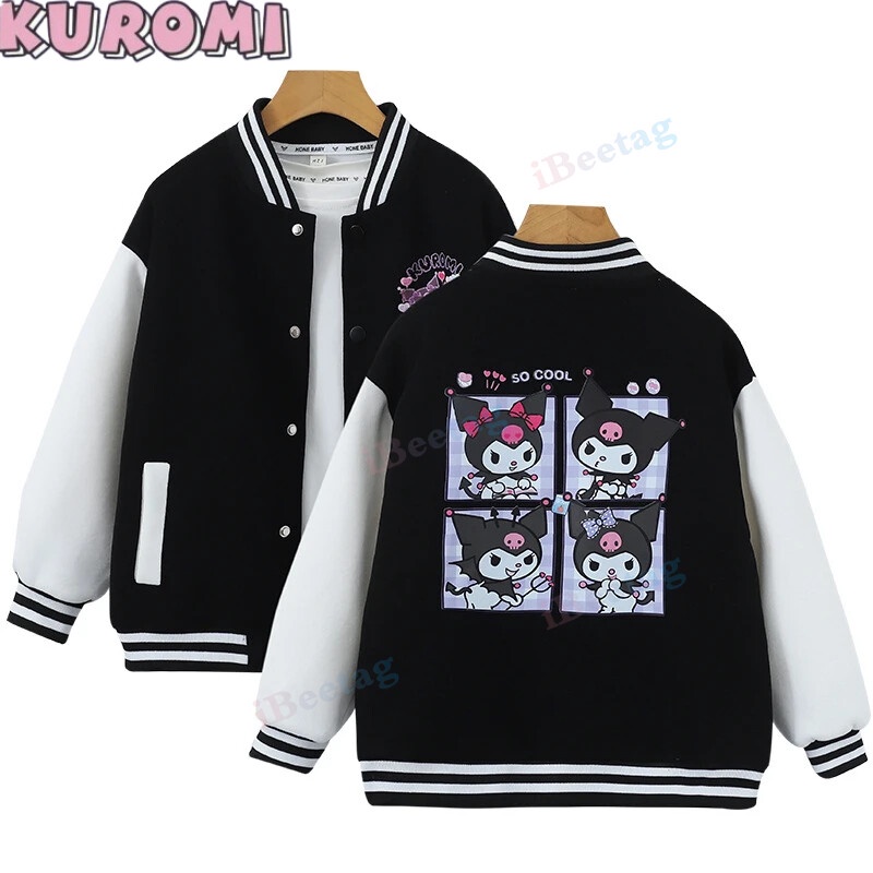 Sanrio Melody Kuromi Baseball Jacket Uniform Children Cotton Student ...