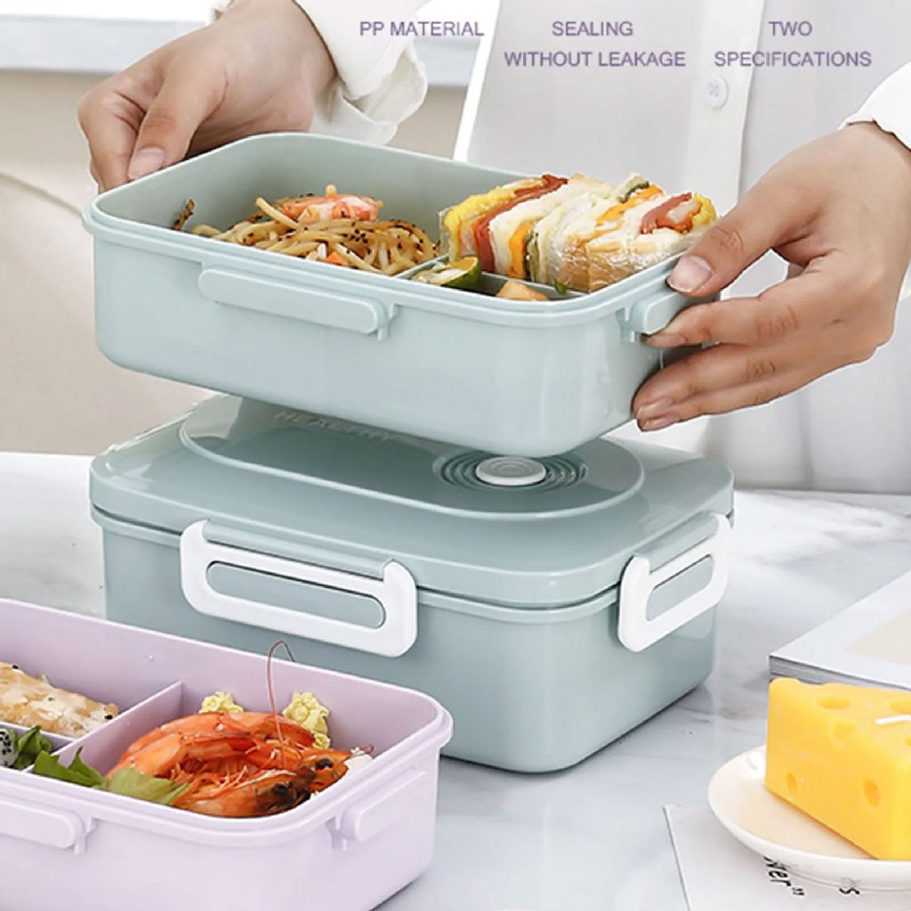 1200ml Multi-compartment Box With Spoon and Fork Storing Snacks and ...