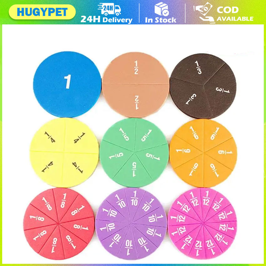 Fractions Math Teaching Aids EVA Round Shape Instrument Kids Montessori ...