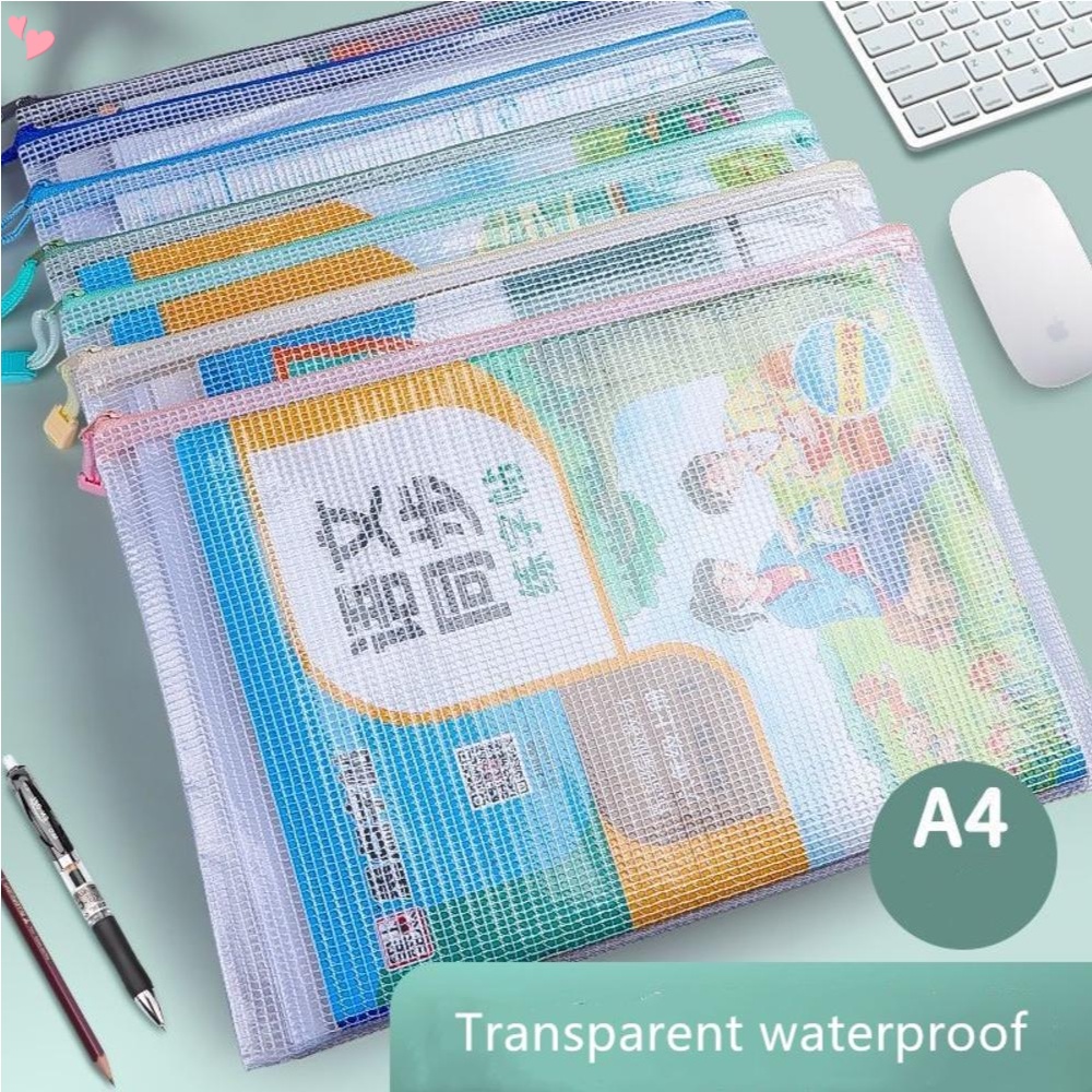 Mesh Zipper Pouch Document Bag, Plastic Zip File Folders,A4 Letter Size ...