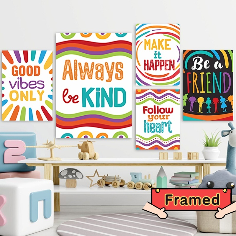 Framed Nursery Wall Art Home Decorations Inspirational Quotes For Kids