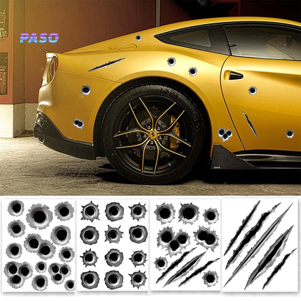PCA-Cool Funny Bullet Hole Pattern Car Motorcycle Helmet Bike DIY ...