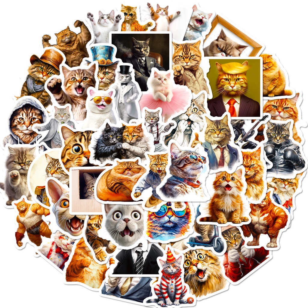 50PCS Funny MEME Cats Waterproof Graffiti Stickers for Helmet Bicycle ...