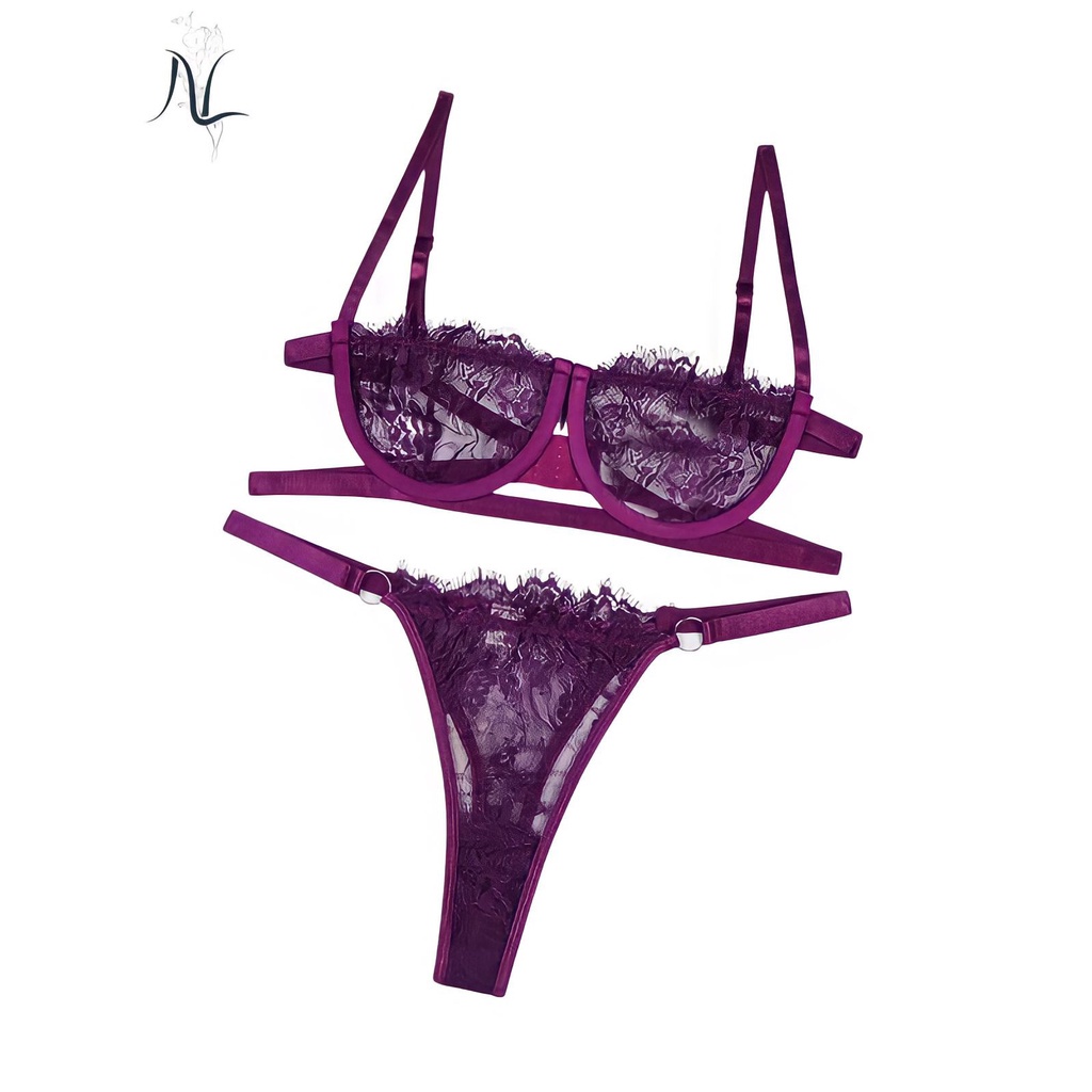 ♞Night Lust Women Magenta Hemera Sexy Lace Lingerie Set Underwear Push ...