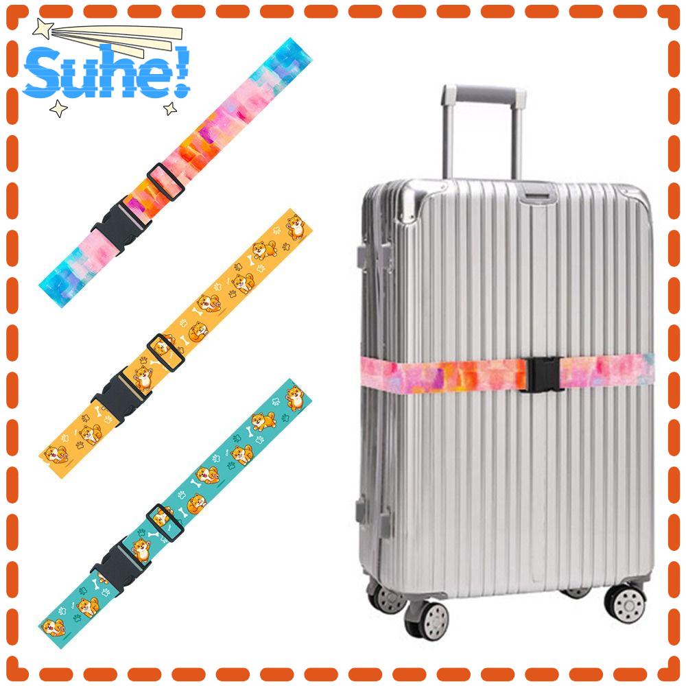 HISUHE Luggage Buckle Strap, Polyester Fibre Adjustable Luggage Bundling Belt, Cute Antilost