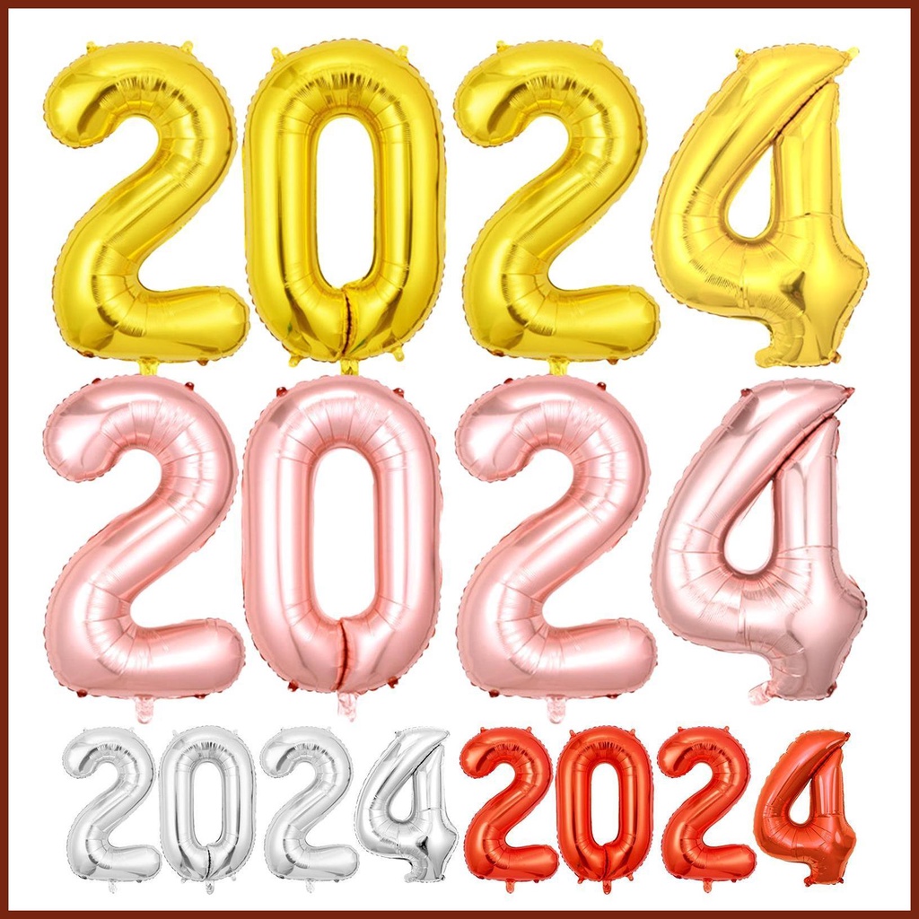 2024 Foil Number Balloons 40in Number Balloons Aesthetic Shiny Big ...