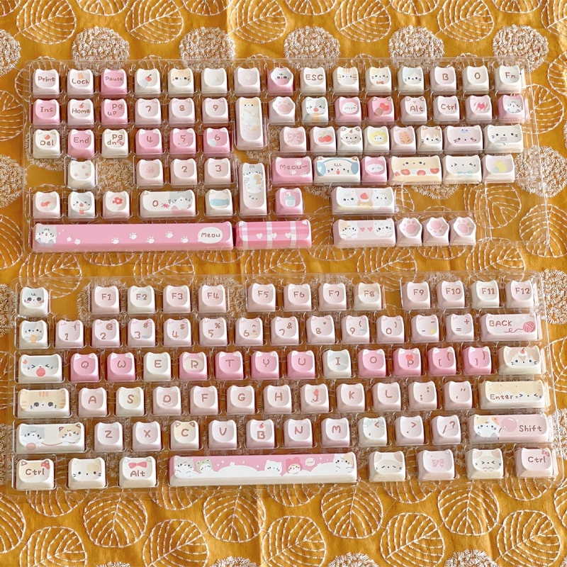 Cat Head Theme Keycaps MAO Profile Five Sides Sublimation Side Engraved ...