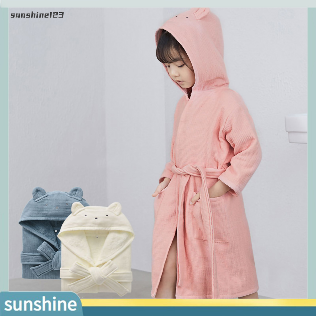 Animal Ear Bathrobe Selftie Waistband Bathrobe Soft and Absorbent Kids
