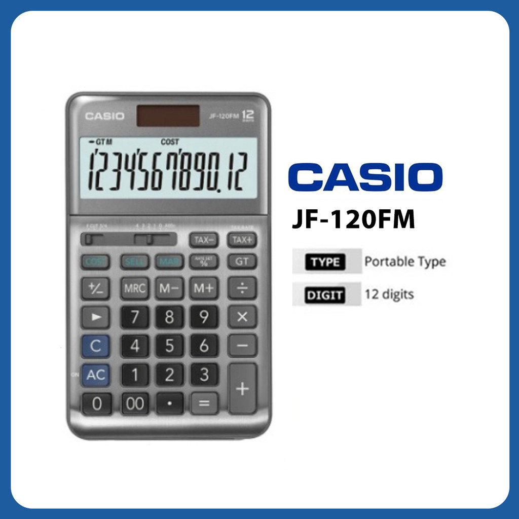 Casio JF-120FM Basic Calculators for Office Tax Compact Desk Type Large ...