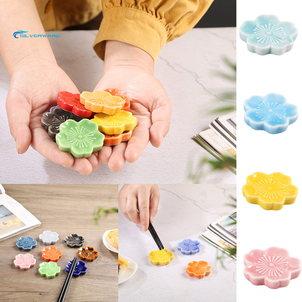 SILVERWARE Chopstick Rest Sakura Shape Ceramic Chopstick Holder ...