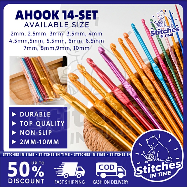 ST Aluminum Crochet Hook Knit Soft Milk Cotton Yarn Ahook Set 14 Pcs Shopee Philippines